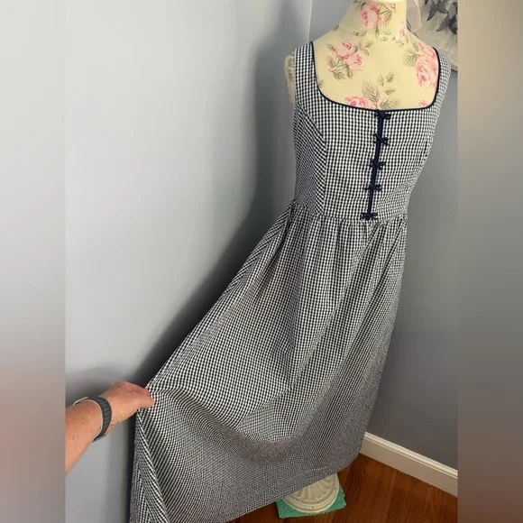 Caroline Constas Navy and White Gingham Maxi Dress - Picture 4 of 11